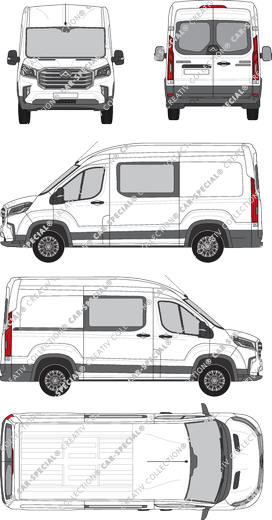 Maxus Deliver 9, fourgon, L2H2, Heck verglast, double cabine, Rear Wing Doors, 1 Sliding Door (2020)