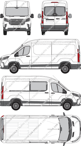 Maxus Deliver 9, Kastenwagen, L3H2, Heck verglast, rechts teilverglast, Rear Wing Doors, 1 Sliding Door (2020)