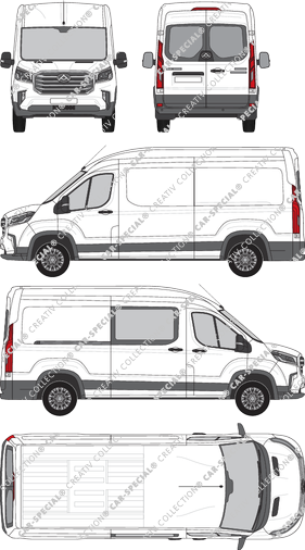 Maxus Deliver 9, van/transporter, L3H2, Heck verglast, rechts teilverglast, Rear Wing Doors, 1 Sliding Door (2020)