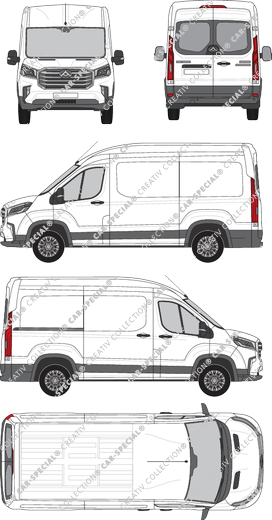 Maxus eDeliver 9, furgone, L2H2, vitre arrière, Rear Wing Doors, 1 Sliding Door (2020)