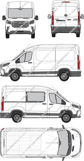 Maxus eDeliver 9, Kastenwagen, L2H2, rechts teilverglast, Rear Wing Doors, 1 Sliding Door (2020)