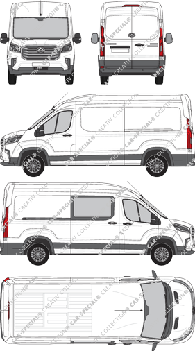 Maxus eDeliver 9, van/transporter, L3H2, rechts teilverglast, Rear Wing Doors, 1 Sliding Door (2020)