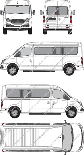 Maxus EV80, minibus, Rear Wing Doors, 1 Sliding Door (2020)