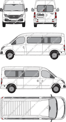 Maxus V80, minibus, Rear Wing Doors, 1 Sliding Door (2020)