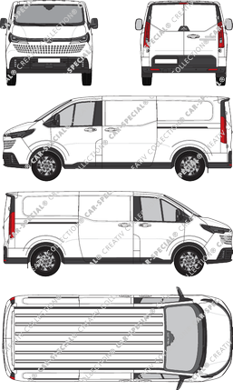 Maxus eDeliver 7, furgón, L2/H1, Rear Flap, 2 Sliding Doors (2024)