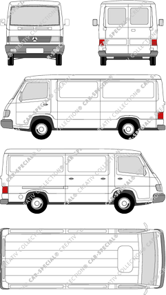 Mercedes-Benz MB100, van/transporter, long wheelbase, rear window