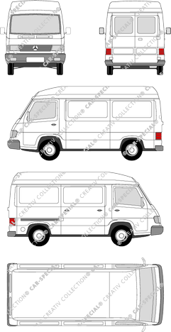 Mercedes-Benz MB100, fourgon, toit haut, Radstand kurz, Heck verglast