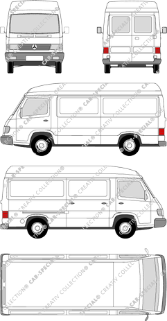Mercedes-Benz MB100, van/transporter, high roof, long wheelbase, rear window