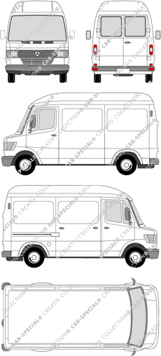 Mercedes-Benz T1, furgone, tetto alto, empattement court, vitre arrière