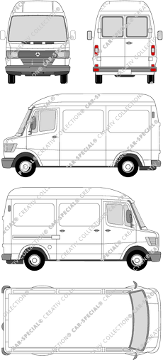 Mercedes-Benz T1, Kastenwagen, Hochdach, Radstand kurz, Heck verglast