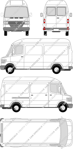 Mercedes-Benz T1, van/transporter, high roof, long wheelbase, rear window