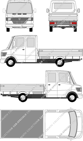 Mercedes-Benz T1, platform, high-loader trailer, long wheelbase, double cab