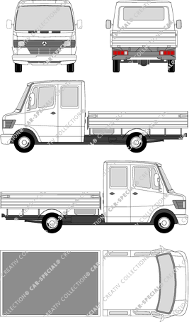 Mercedes-Benz T1, pont, remorque haute, Radstand lang, double cabine