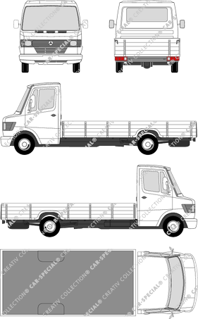 Mercedes-Benz T1, pianale, Tieflader, empattement  extra long, Einzelkabine