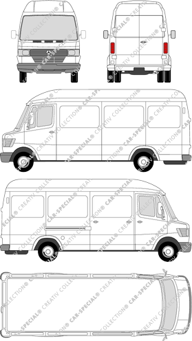 Mercedes-Benz T1, Kastenwagen, Hochdach, Radstand sehr lang