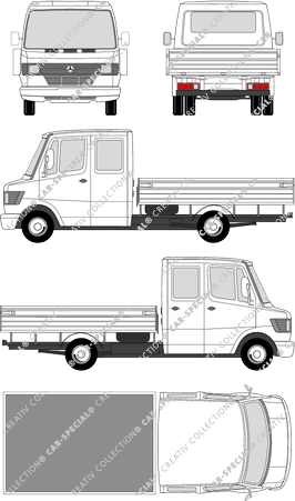 Mercedes-Benz T1, platform, high-loader trailer, short wheelbase, double cab
