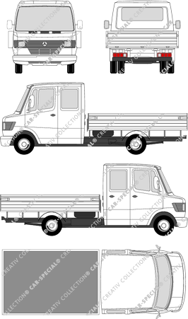 Mercedes-Benz T1, Pritsche, Hochlader, Radstand kurz, Doppelkabine