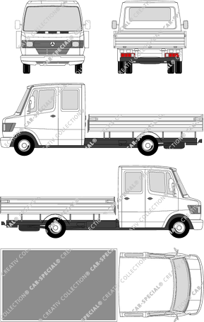 Mercedes-Benz T1, pianale, Hochlader, empattement long, Doppelkabine