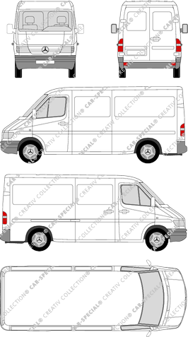 Mercedes-Benz Sprinter, van/transporter, medium wheelbase, 1 Sliding Door (1995)