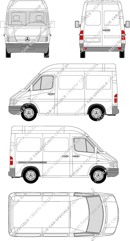 Mercedes-Benz Sprinter, van/transporter, high roof, short wheelbase, 1 Sliding Door (1995)