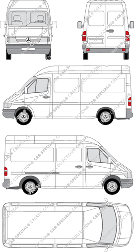 Mercedes-Benz Sprinter, van/transporter, high roof, medium wheelbase, 1 Sliding Door (1995)