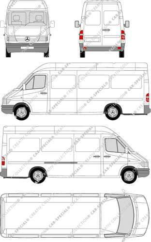 Mercedes-Benz Sprinter, van/transporter, high roof, extra long wheelbase, 1 Sliding Door (1995)