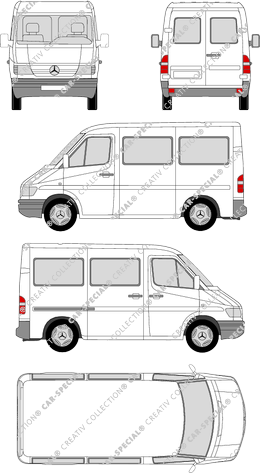 Mercedes-Benz Sprinter, minibus, short wheelbase, 1 Sliding Door (1995)