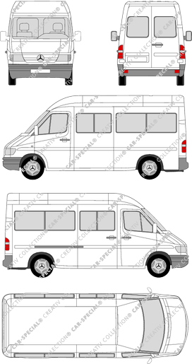 Mercedes-Benz Sprinter, Kleinbus, tetto alto, empattement  moyen, 1 Sliding Door (1995)