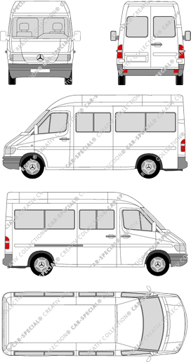 Mercedes-Benz Sprinter, camionnette, toit haut, Radstand mittel, 1 Sliding Door (1995)