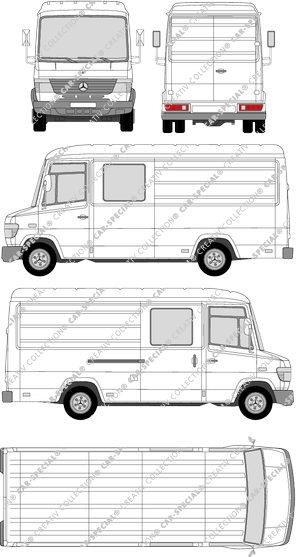 Mercedes-Benz Vario, furgón, tejado alto, largo, cabina doble (1996)
