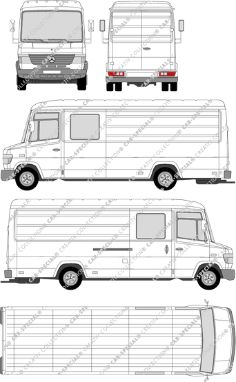 Mercedes-Benz Vario, furgón, tejado alto, muy largo, cabina doble (1996)