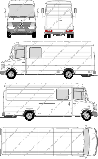 Mercedes-Benz Vario, fourgon, toit haut, très longue, double cabine (1996)