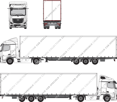 Mercedes-Benz Actros StreamSpace Schwarzmüller Mega-Schiebeplanen-Plateausattelanhä, StreamSpace, Sattelzugmaschine mit Sattelauflieger, L-Fahrerhaus (2019)