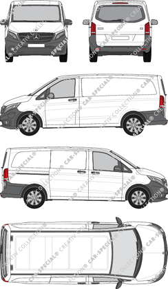 Mercedes-Benz eVito, van/transporter, long, rear window, Rear Flap, 1 Sliding Door (2019)