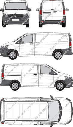 Mercedes-Benz eVito, Kastenwagen, lang, Rear Wing Doors, 1 Sliding Door (2019)