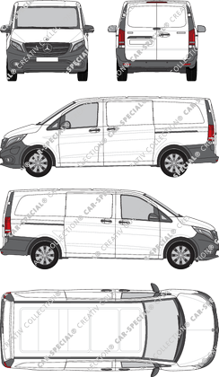 Mercedes-Benz eVito, furgone, lang, Rear Wing Doors, 2 Sliding Doors (2019)