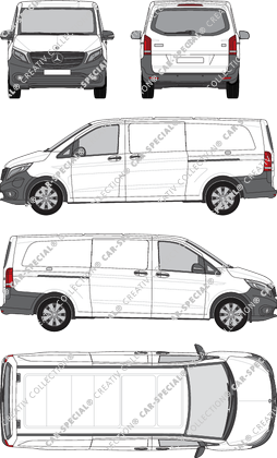 Mercedes-Benz eVito, Kastenwagen, extralang, Heck verglast, Rear Flap, 2 Sliding Doors (2019)