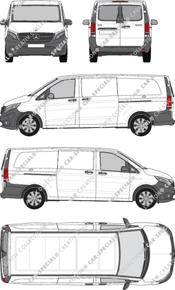 Mercedes-Benz eVito, van/transporter, extra long, rear window, Rear Wing Doors, 2 Sliding Doors (2019)