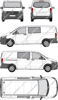 Mercedes-Benz eVito Mixto, Mixto, long, rear window, double cab, Rear Flap, 1 Sliding Door (2019)