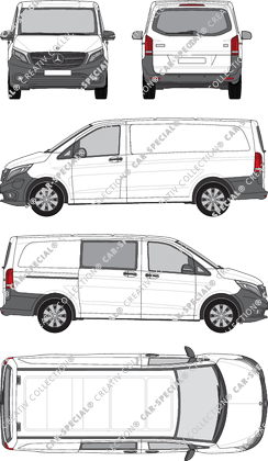 Mercedes-Benz eVito, van/transporter, long, Heck verglast, teilverglast rechts, Rear Flap, 1 Sliding Door (2019)