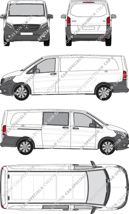 Mercedes-Benz eVito, van/transporter, extra long, teilverglast rechts, Rear Flap, 1 Sliding Door (2019)