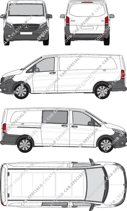 Mercedes-Benz eVito, Kastenwagen, extralang, teilverglast rechts, Rear Flap, 1 Sliding Door (2019)