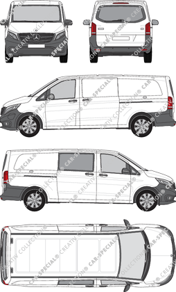 Mercedes-Benz eVito, van/transporter, extra long, Heck verglast, teilverglast rechts, Rear Flap, 2 Sliding Doors (2019)