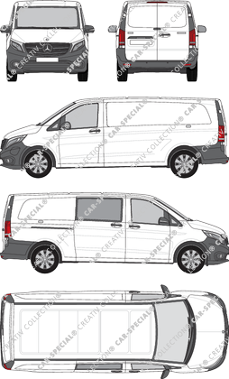 Mercedes-Benz eVito, van/transporter, extra long, teilverglast rechts, Rear Wing Doors, 1 Sliding Door (2019)