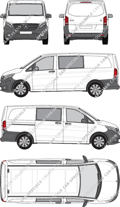 Mercedes-Benz eVito Mixto, Mixto, lang, Doppelkabine, Rear Flap, 1 Sliding Door (2019)