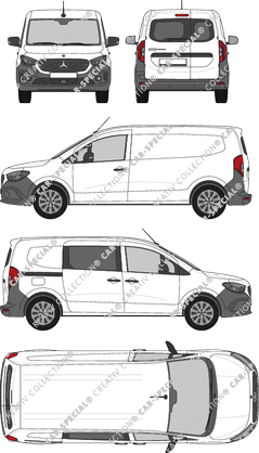 Mercedes-Benz Citan, furgone, teilverglast rechts, Heck vergl., Rear Wing Doors, 1 Sliding Door (2021)