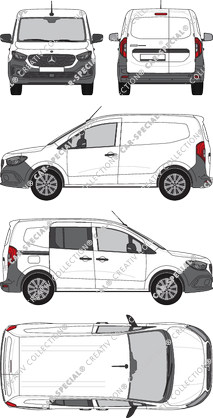 Mercedes-Benz eCitan, Kastenwagen, rechts teilverglast, Rear Wing Doors, 1 Sliding Door (2023)