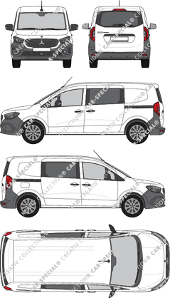 Mercedes-Benz eCitan, van/transporter, rear window, double cab, Rear Flap, 2 Sliding Doors (2023)