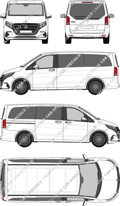 Mercedes-Benz V-Klasse Separat zu öffnende Heckscheibe, Separat zu öffnende Heckscheibe, microbús, largo, Rear Flap, 1 Sliding Door (2024)