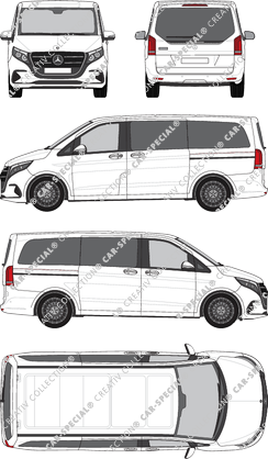 Mercedes-Benz V-Klasse Separat zu öffnende Heckscheibe, Separat zu öffnende Heckscheibe, Kleinbus, lang, Rear Flap, 2 Sliding Doors (2024)